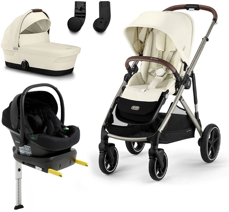 Cybex GAZELLE S Duovogn inkl. Beemoo Route i-Size Autostol Baby & ISOFIX Base, Seashell Beige/Black Stone Cybex GAZELLE S Duovogn inkl. Beemoo Route i-Size Autostol Baby & ISOFIX Base, Seashell Beige/Black Stone