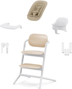 Cybex Lemo 4-in-1 Højstol Inkl. Skråstol, Babysæt & Bakke, Sand White