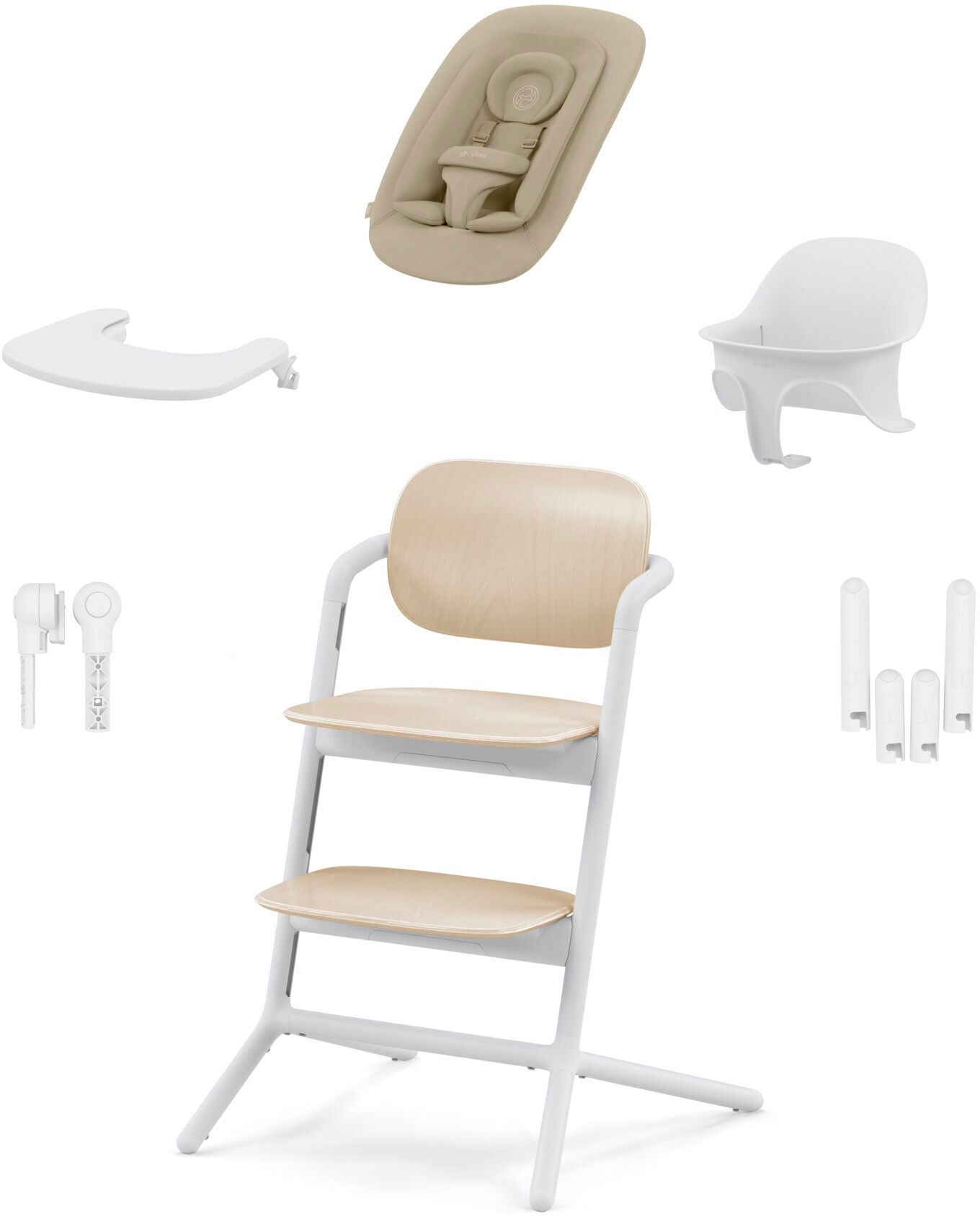 Cybex Lemo 4-in-1 Højstol Inkl. Skråstol, Babysæt & Bakke, Sand White Cybex Lemo 4-in-1 Højstol Inkl. Skråstol, Babysæt & Bakke, Sand White