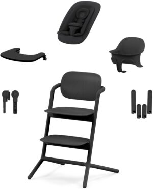 Cybex Lemo 4-in-1 Højstol Inkl. Skråstol, Babysæt & Bakke, Stunning Black