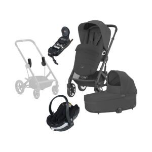 Cybex TALOS S Lux Duovogn inkl. BeSafe iZi Go Modular X2 i-Size Autostol Baby & Base, Moon Black/Black