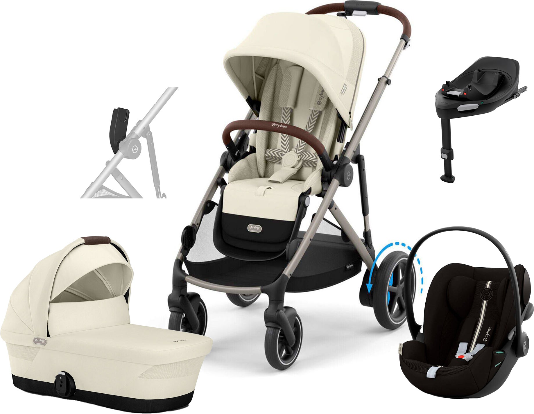 Cybex e-GAZELLE S Duovogn inkl. Cloud G i-Size Plus & Base, Seashelle Beige Cybex e-GAZELLE S Duovogn inkl. Cloud G i-Size Plus & Base, Seashelle Beige