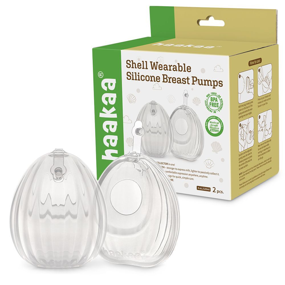 Haakaa Shell Bærbar silikone brystpumpe 2 stk 120ml Haakaa Shell Bærbar silikone brystpumpe 2 stk 120ml