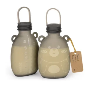 Happii Bear Silikoneposer til mælk, 260ml - 2-pak