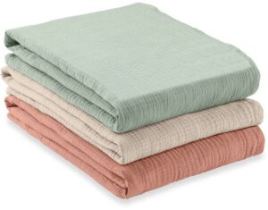 Hauck Cuddle N Clean Tæppe/ Stofble i Musselin 3-pak, Sage/Beige/Cork