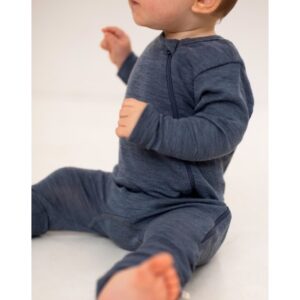Heldragt I 100% Økologisk Merino Uld Med Lynlås I Siden Til Baby