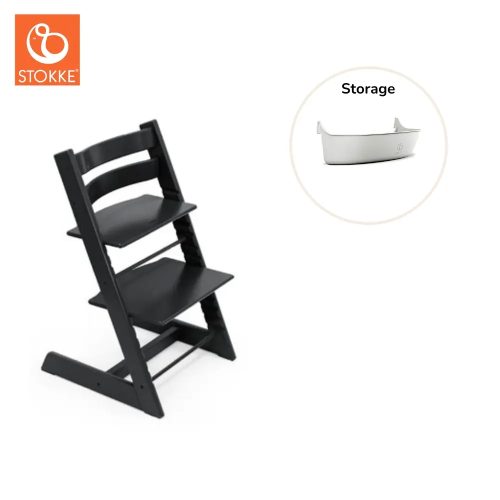 Højstol inkl. storage opbevaring - sort Højstol inkl. storage opbevaring - sort