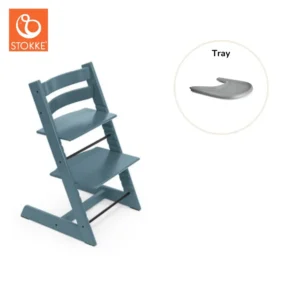 Højstol inkl. tray - fjord blå/grå