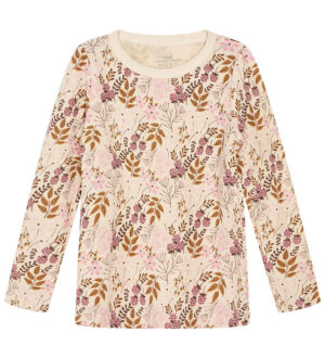 Hust and Claire Bluse - Uld/Bambus - Abbelin - Orchid m. Blomste