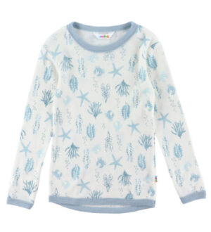 Joha Bluse - Uld - Lyseblå m. Print