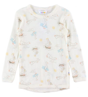 Joha Bluse - Uld/Silke - Off White m. Print