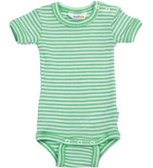 Joha Body k/æ - Rib - Uld/Silke - Off White/Grøn