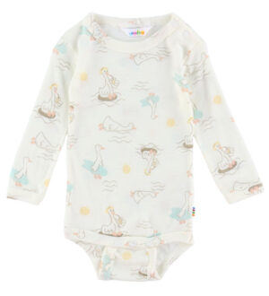 Joha Body l/æ - Uld/Silke - OffWhite m. Print