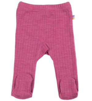 Joha Leggings m. Fødder - Uld - Hindbær