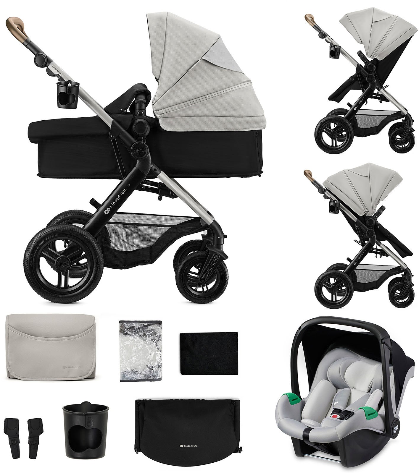 Kinderkraft MOOV 2 XL Air Kombivogn, Moonlight Grey Kinderkraft MOOV 2 XL Air Kombivogn, Moonlight Grey