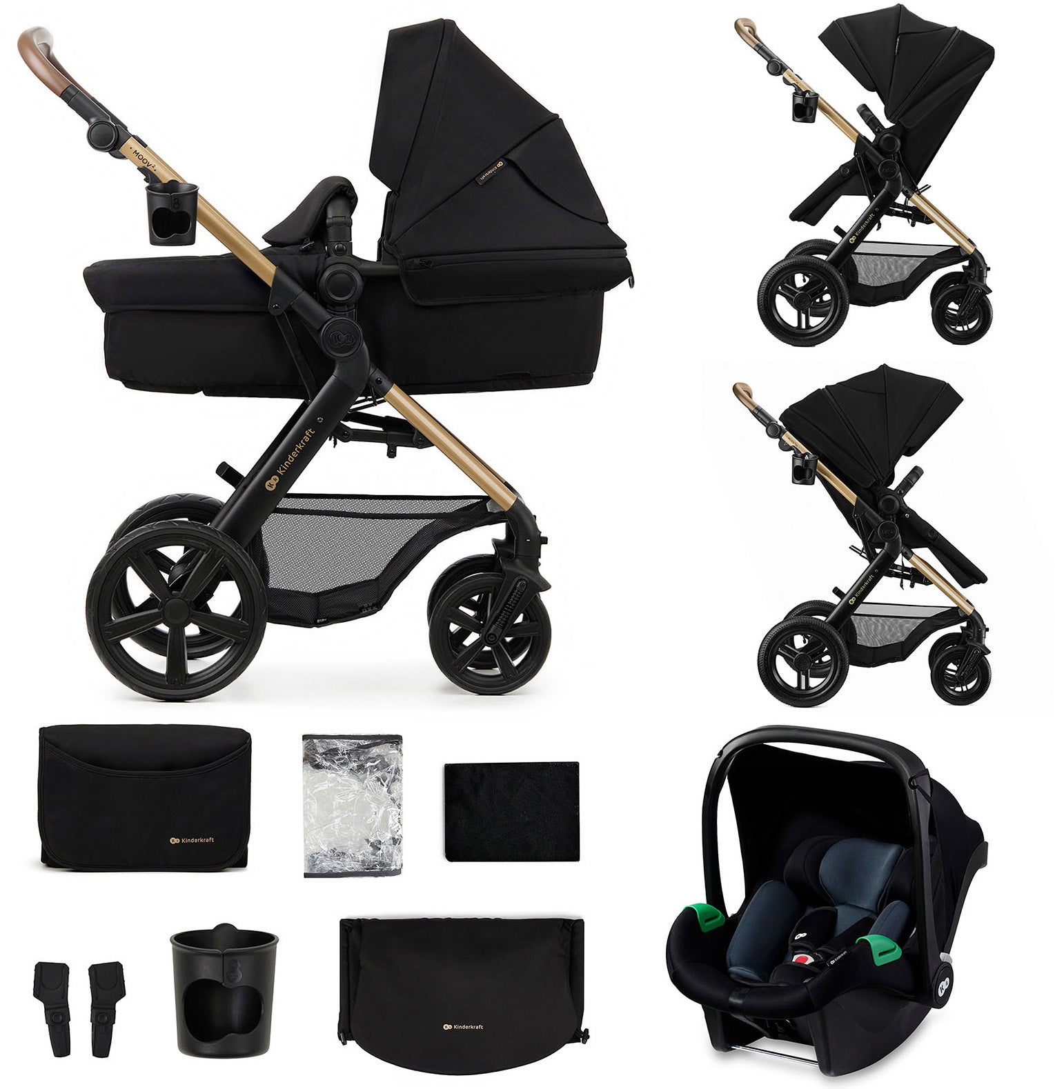 Kinderkraft MOOV 2 XL Air Kombivogn, Pure Black Kinderkraft MOOV 2 XL Air Kombivogn, Pure Black