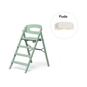 Klapp højstol foldbar bøg inkl. pude - pale green