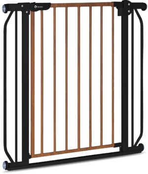 Lionelo Truus Slim Sikkerhedsgitter, Black Carbon/Natural, Børnegitter