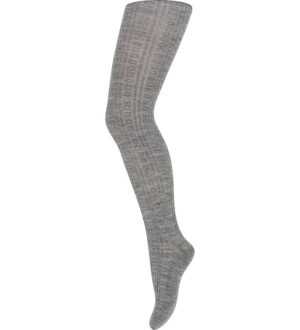 MP Strømpebukser - Uld - Rib - Juno - Grey Melange