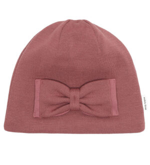 Mikk-Line Hue m. Sløjfe - Uld/Akryl - 2-lags - Rose Brown