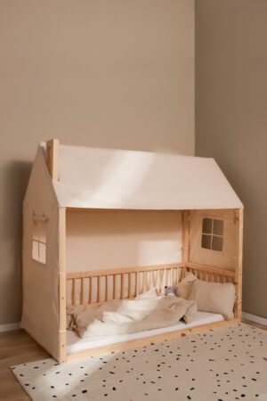 Minitude Nordic Mason Husseng 70x160 & BabyMatex Madras Soft Plus + Sengehimmel, Hvid, Juniorseng