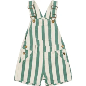 Newman Short Dungarees - GREENSTRIP - 80