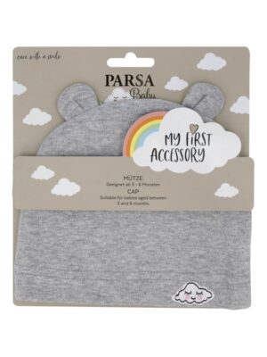 Parsa Baby Babyhue med ører og skybroderi - grå