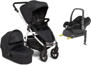 Petite Chérie Heritage 2 Duovogn inkl. Maxi-Cosi CabrioFix i-Size Autostol Baby & Base, Black/Silver