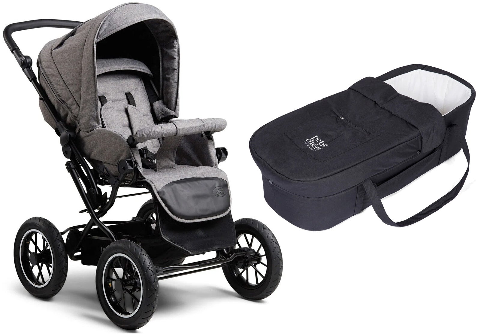 Petite Chérie Solide+ Klapvogn inkl. Babylift, Black/Grey Melange Petite Chérie Solide+ Klapvogn inkl. Babylift, Black/Grey Melange