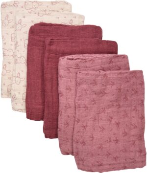 Pippi Tæpper/ Stofbleer i Musselin 6-Pak, Old Rose