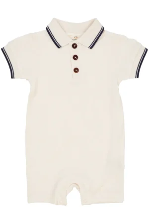 Pique polo romper - CREAM - 68