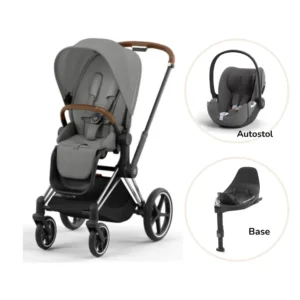 Priam klapvogn inkl. cloud T og base - mirage grey/chrome brown PLUS