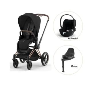 Priam klapvogn inkl. cloud T og base - sepia black/rosegold PLUS