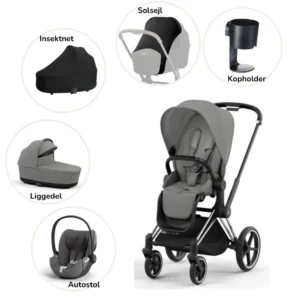 Priam pakke - mirage grey/chrome black PLUS