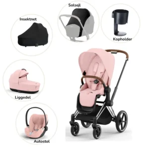 Priam pakke - peach pink/chrome brown PLUS