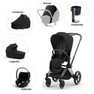 Priam pakke - sepia black/rosegold PLUS