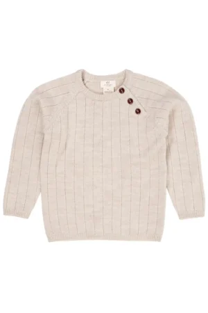 Strikket bluse i merino uld - CREAM - 86