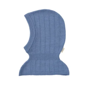 Strikket elefanthue merino uld - dueblå - 48-50