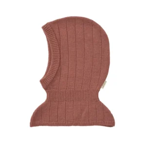 Strikket elefanthue merino uld - støvet rød - 53-54