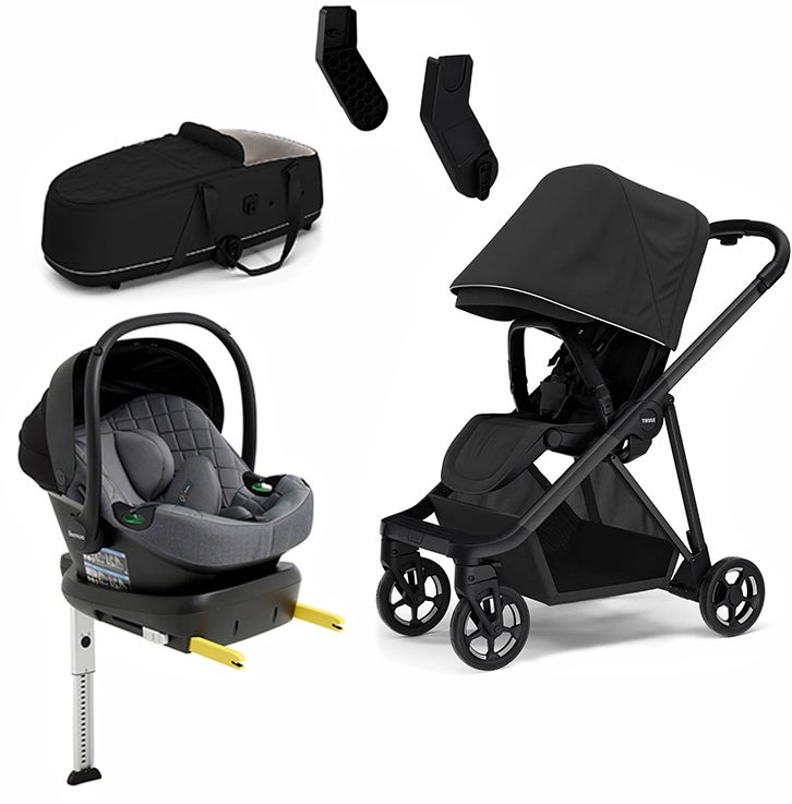 Thule Shine Duovogn inkl. Beemoo Route i-Size Autostol Baby & ISOFIX Base, Black/Mineral Grey Thule Shine Duovogn inkl. Beemoo Route i-Size Autostol Baby & ISOFIX Base, Black/Mineral Grey