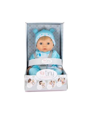 Tiny Treasures Dukke med blond hår og blåt flodhest outfit