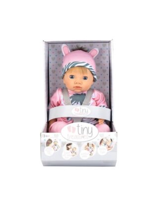 Tiny Treasures Dukke med blond hår og pink zebra outfit