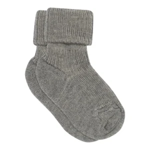 Uld Ankelstrømpe I Rib - 491-Grey - 22/24