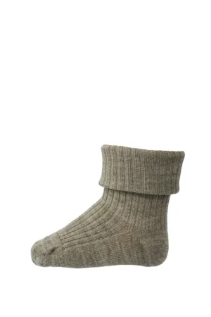 Uld Ankelstrømpe I Rib - Sand Mel. 202 - 25/28