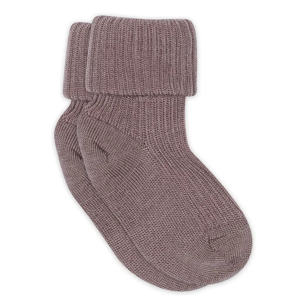 Uld Ankelstrømpe Rib - Dark Purple Dove - 22/24 Uld Ankelstrømpe Rib - Dark Purple Dove - 22/24