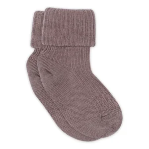 Uld Ankelstrømpe Rib - Dark Purple Dove - 25/28