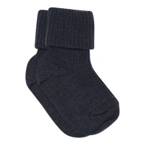 Uld Ankelstrømpe Rib - Navy - 15/16