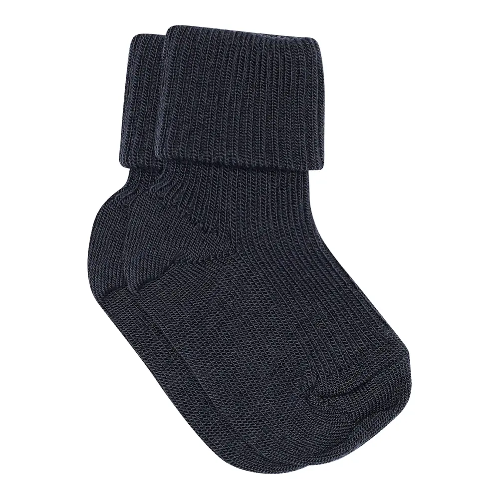 Uld Ankelstrømpe Rib - Navy - 19/21 Uld Ankelstrømpe Rib - Navy - 19/21