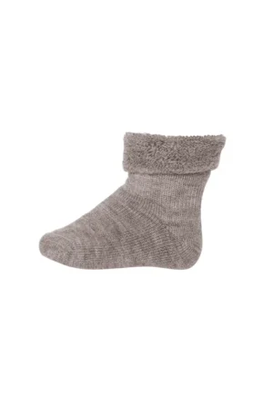 Uld Baby Strømpe Terry - Light Brown Melange - 19/21