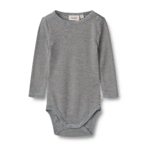 Uld body langærmet Lucca - Navy Stripe - 80